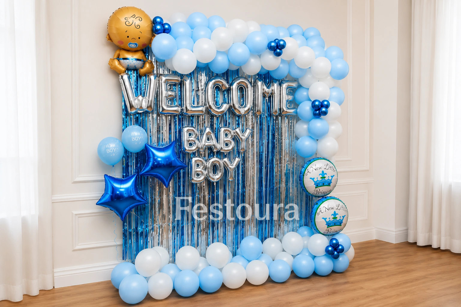 Little Prince Welcome Baby Balloon Backdrop