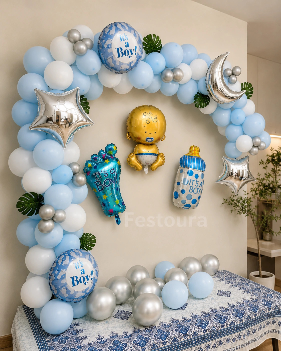 Celestial Blue Baby Arrival Backdrop