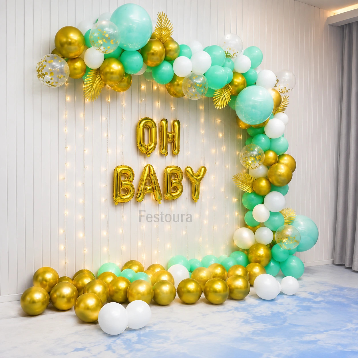 Golden Sage Elegance Baby Shower Decor