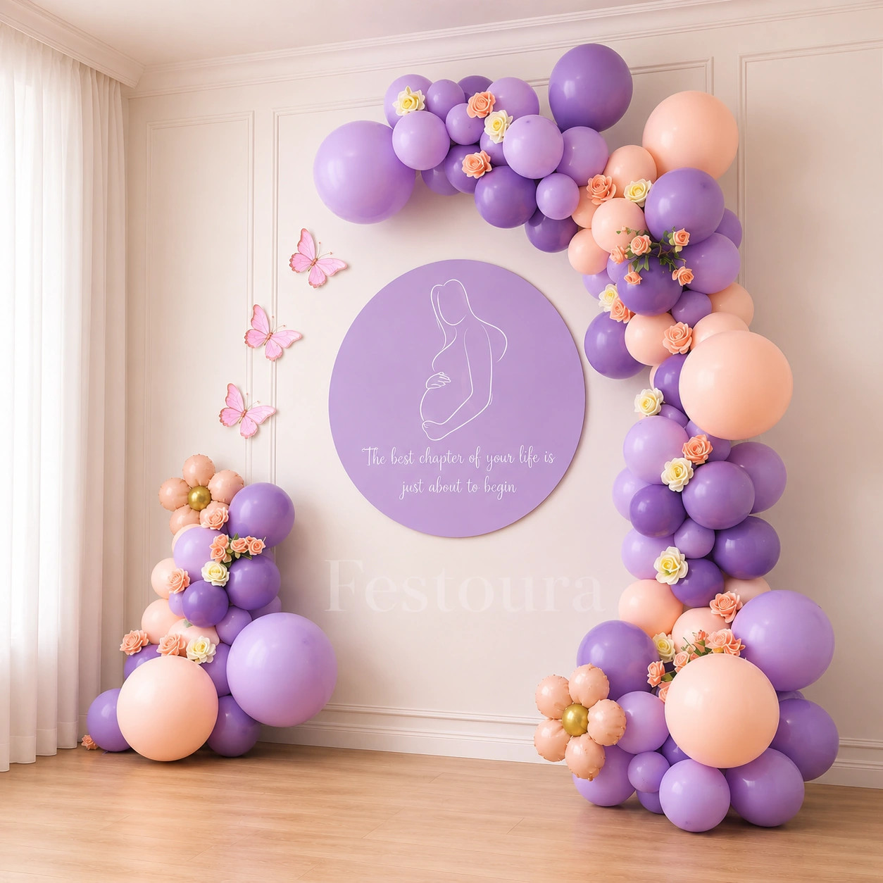 Refined Floral Arch Baby Shower Decor