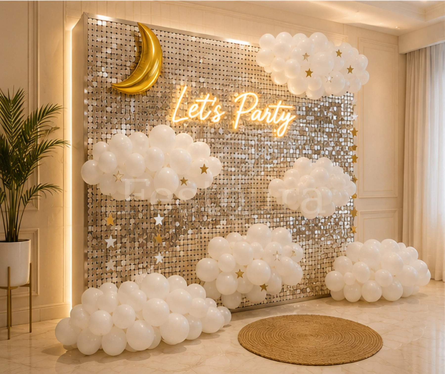 Celestial Radiance Sequin Baby Shower Backdrop