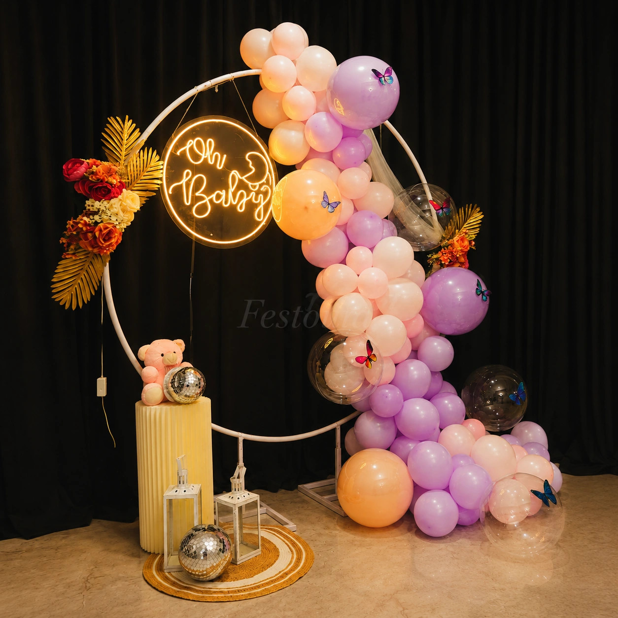 Pastel Butterfly & Neon Ring Backdrop