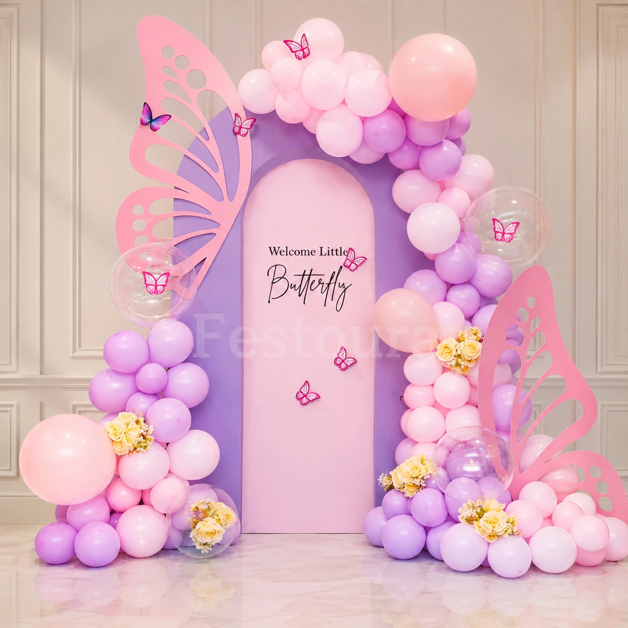 Graceful Floral & Butterfly Baby Shower Setup