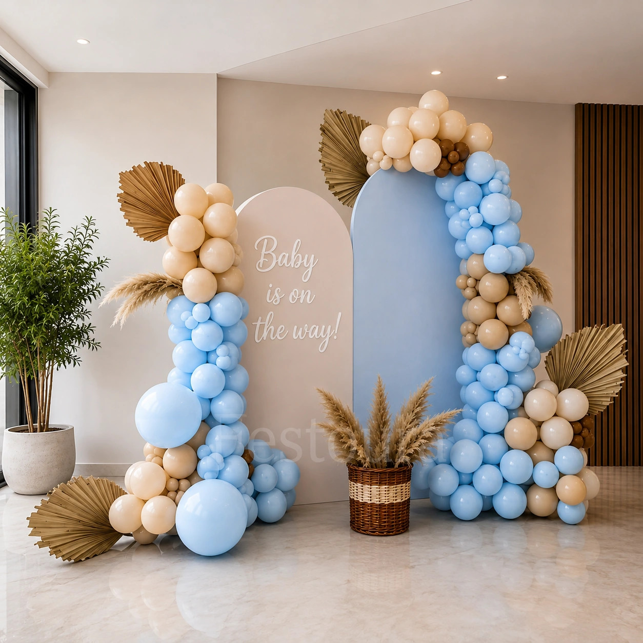 Boho Pastel & Apricot Baby Shower Backdrop