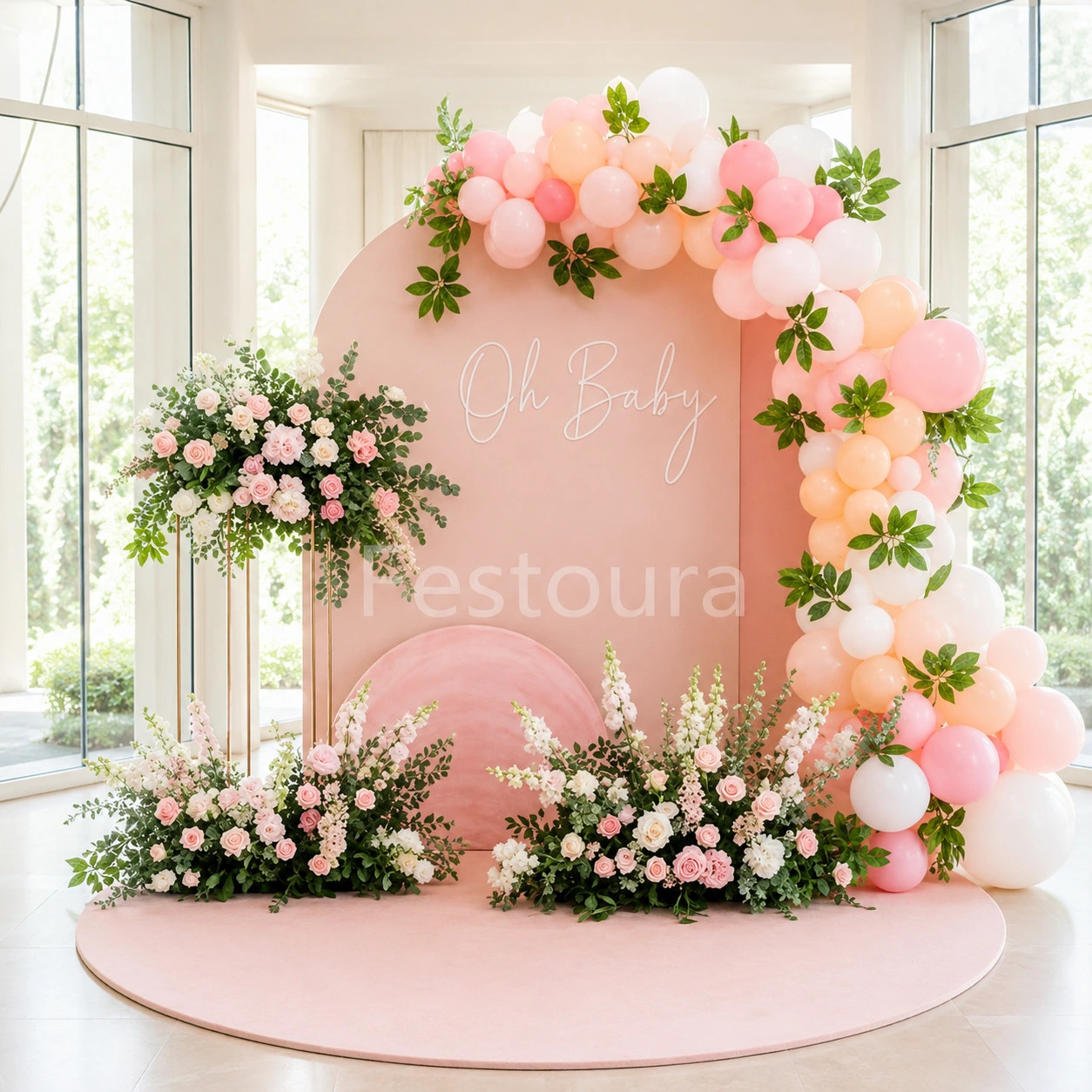 Elegant Arched Floral Baby Shower Decor