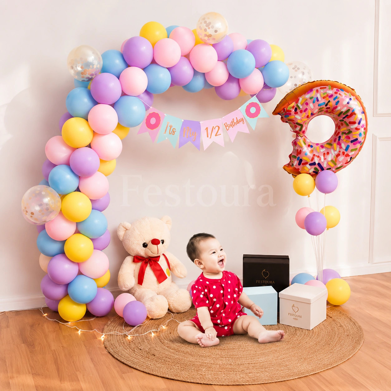 Sweet Half-Birthday Donut Balloon Arch Set