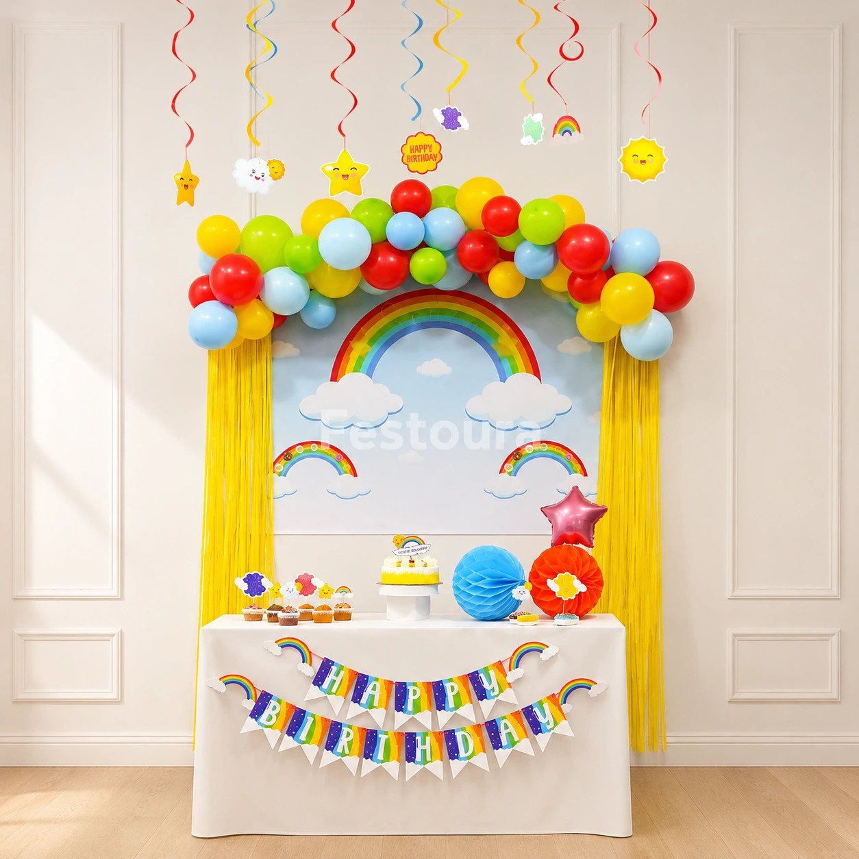 Chasing Rainbows Kids Birthday Decoration