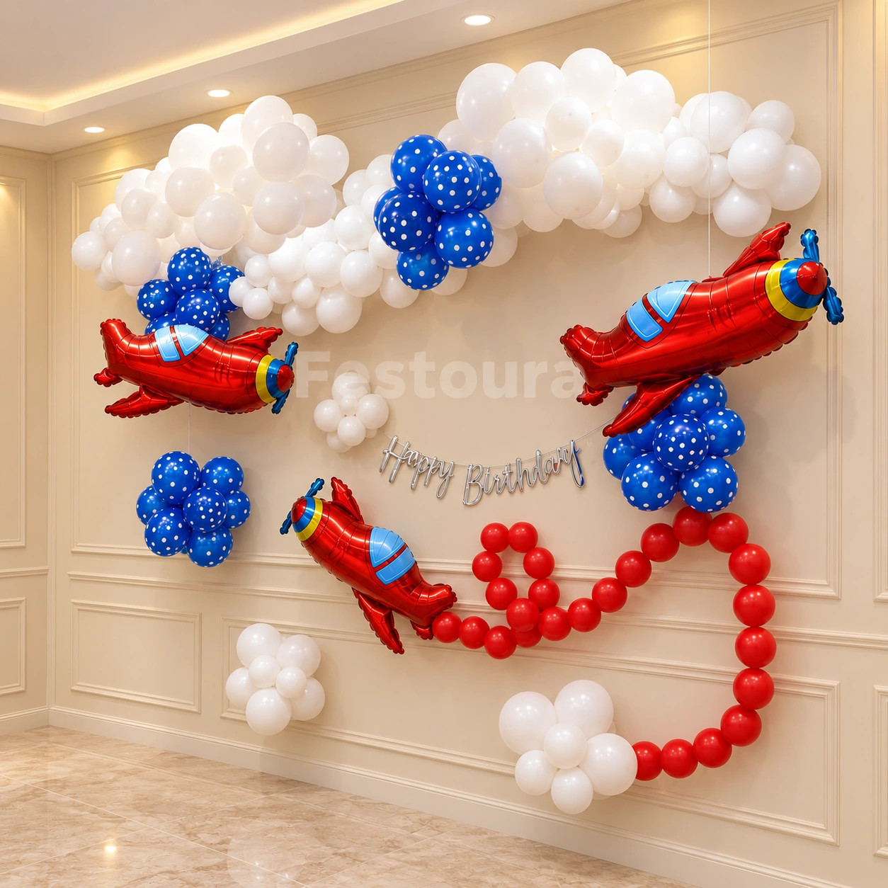 Kids Airplane Theme Balloon Birthday Decoration