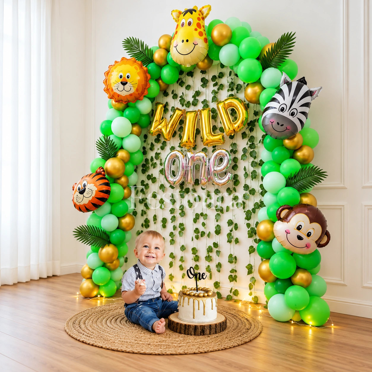 Wild One Jungle Birthday Backdrop
