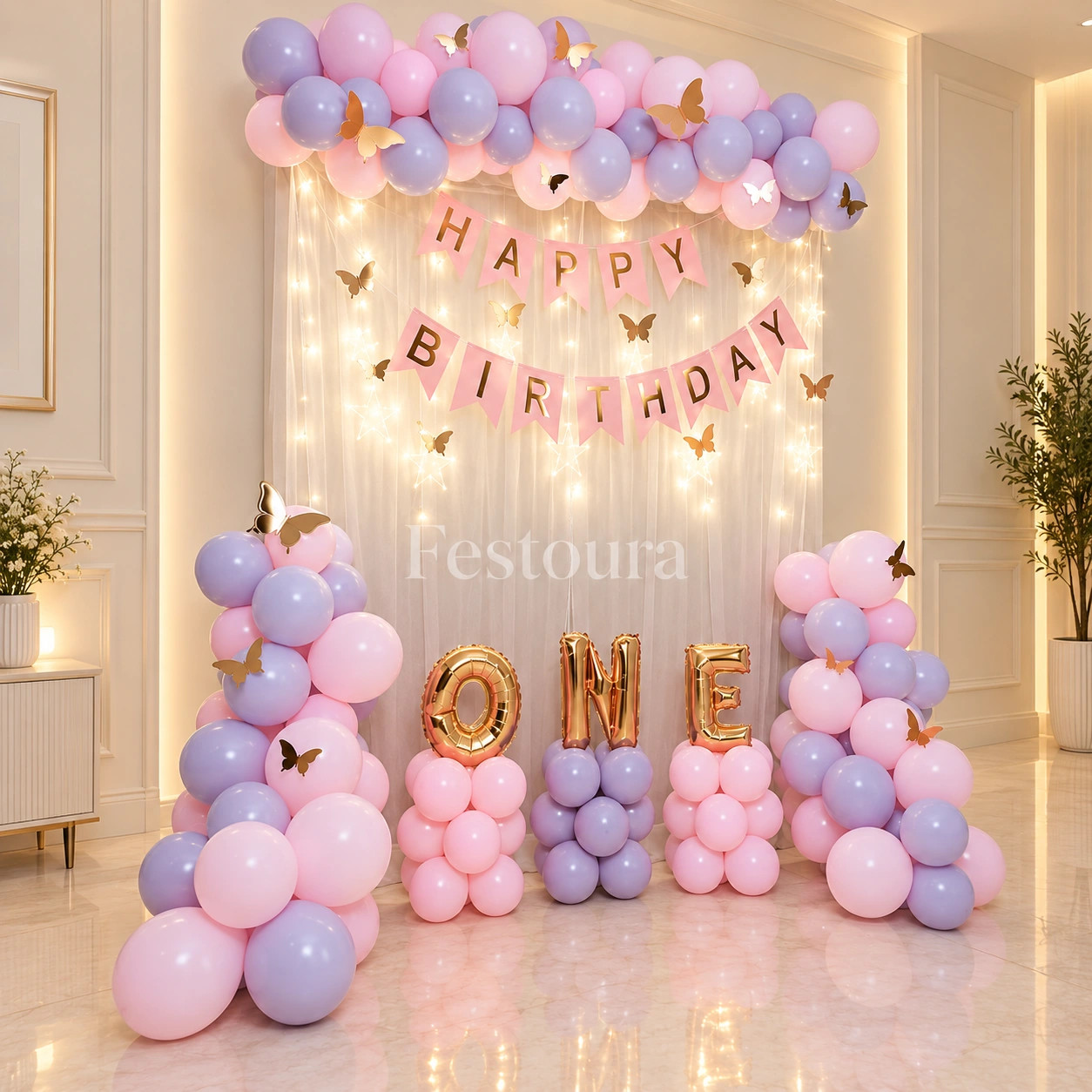 Dreamy Butterfly First Birthday Backdrop