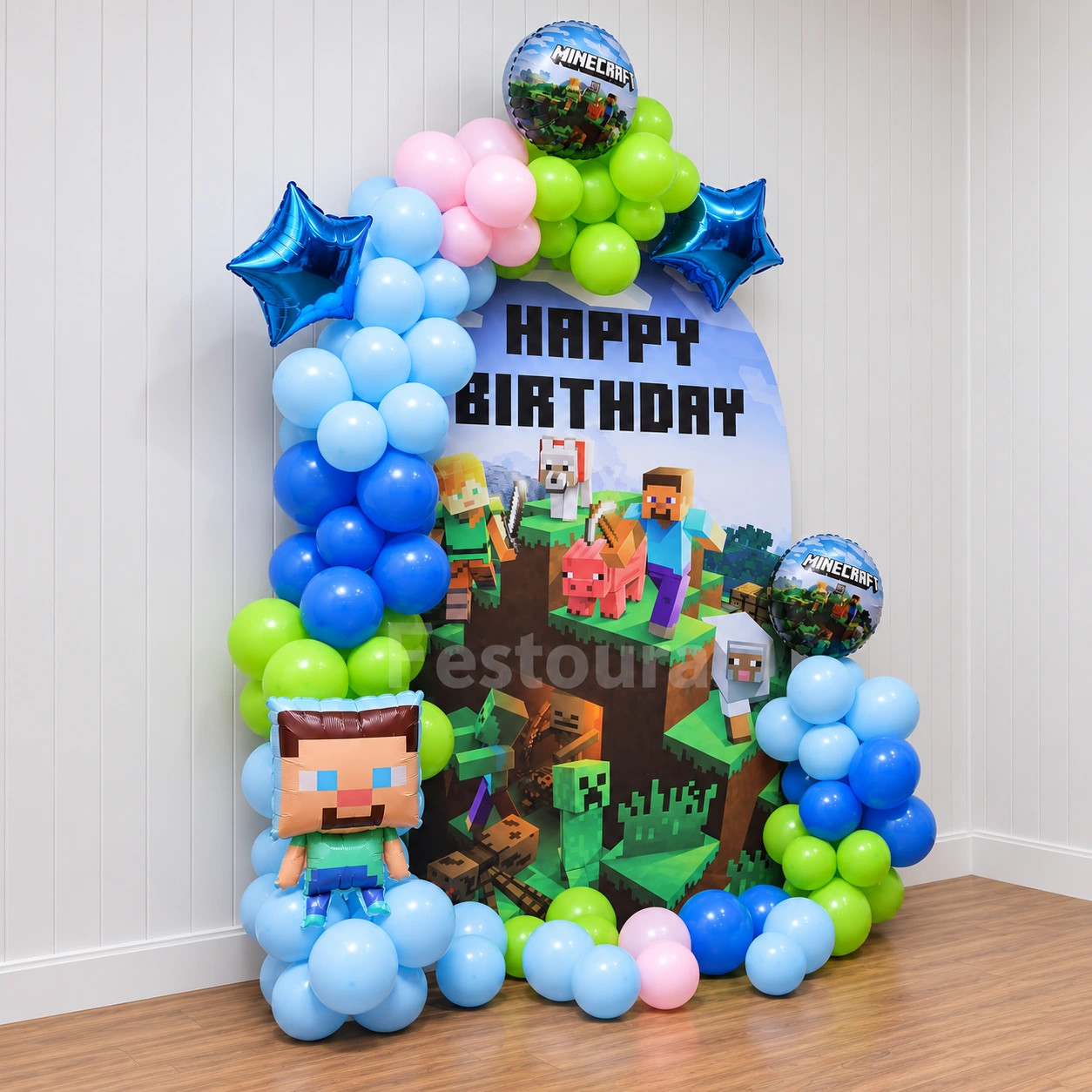 The Ultimate Minecraft Adventure Birthday Backdrop