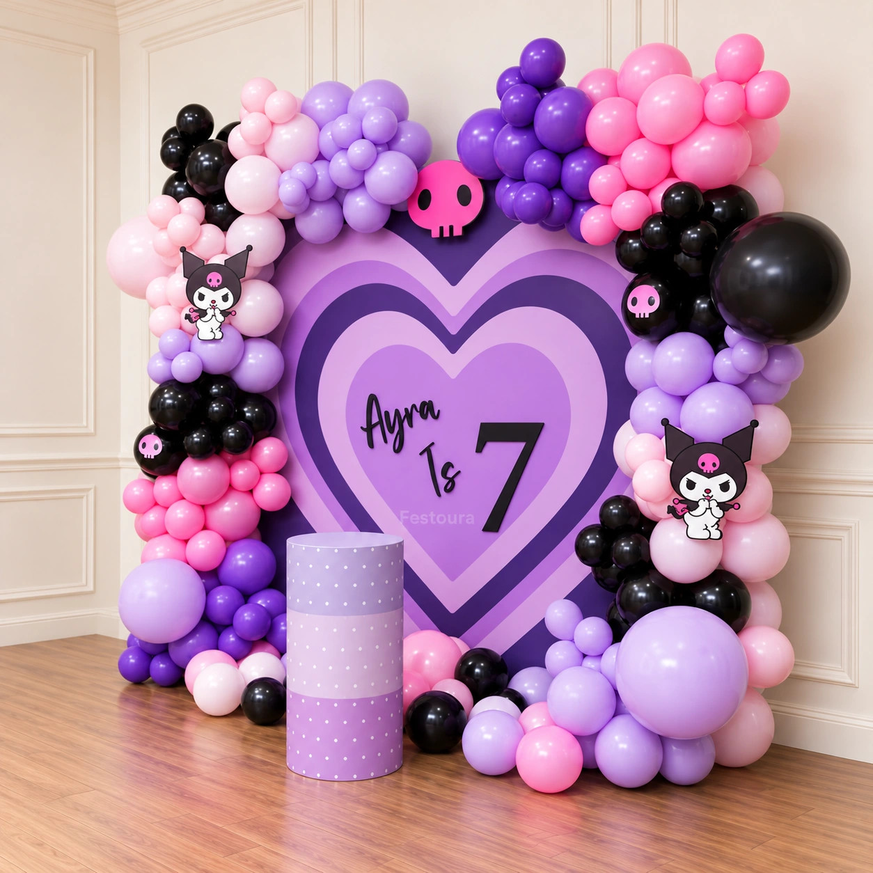 Vibrant Kuromi Theme Party Backdrop