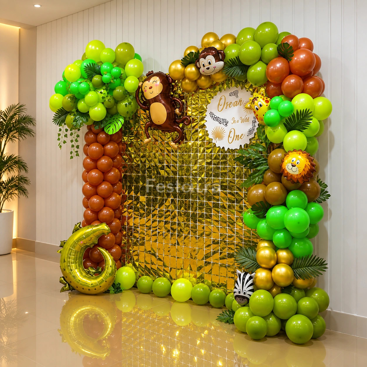 Jungle Safari Balloon Tree & Shimmer Birthday Decor