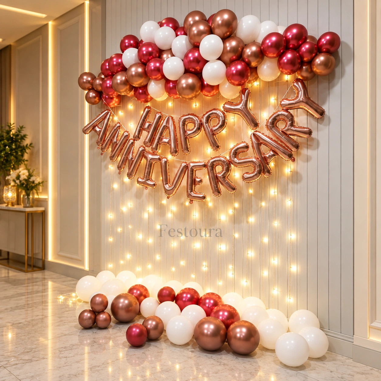 Refined Rose Gold Anniversary Arch