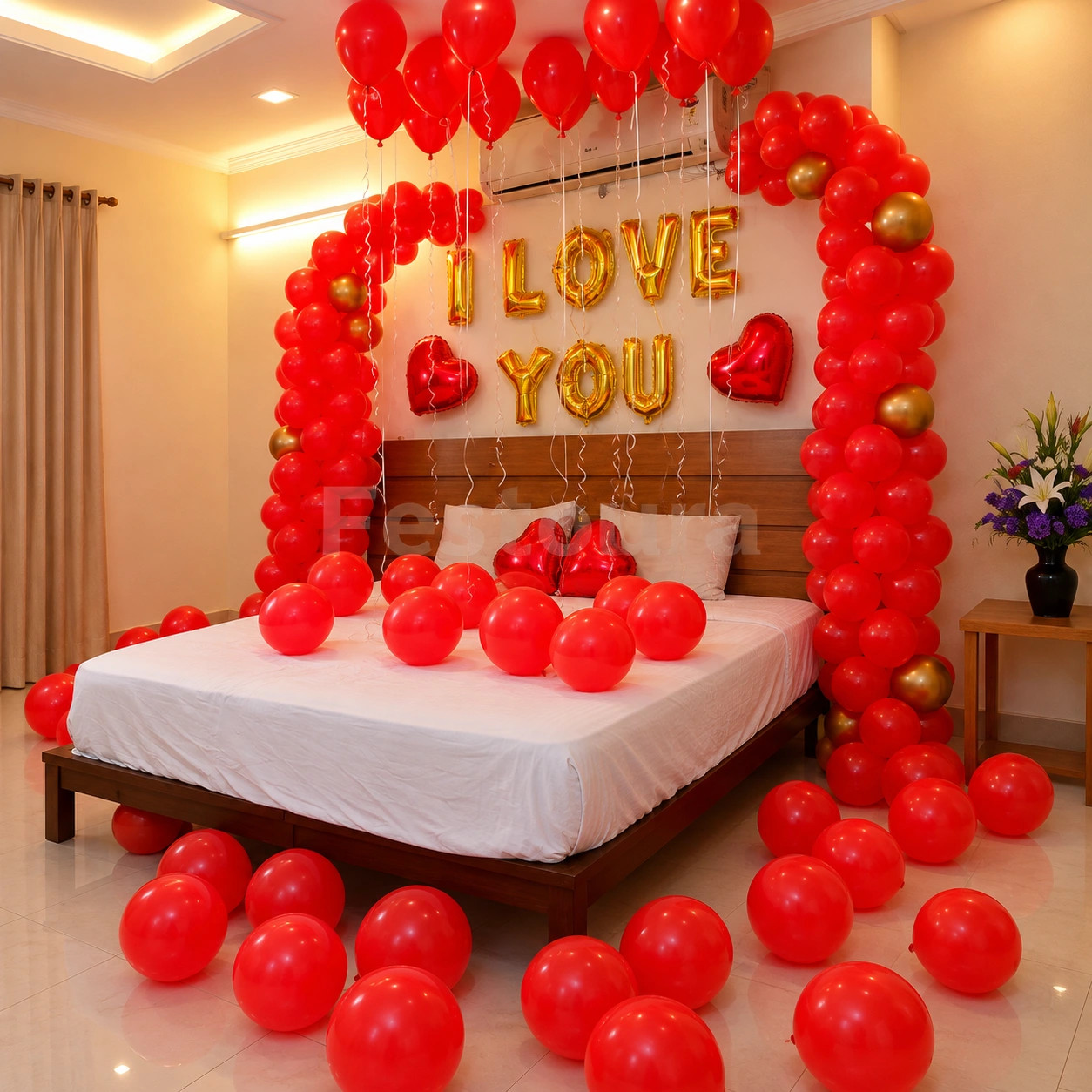 Timeless Romance in Red and Golden Decor