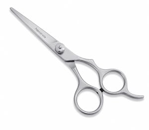 Hair Cutting Scissors – Silver Ergonomic Pattern, with Finger Rest