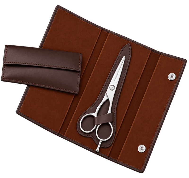 Leather Tri-Fold Scissors Case – with Hair Cutting Scissors