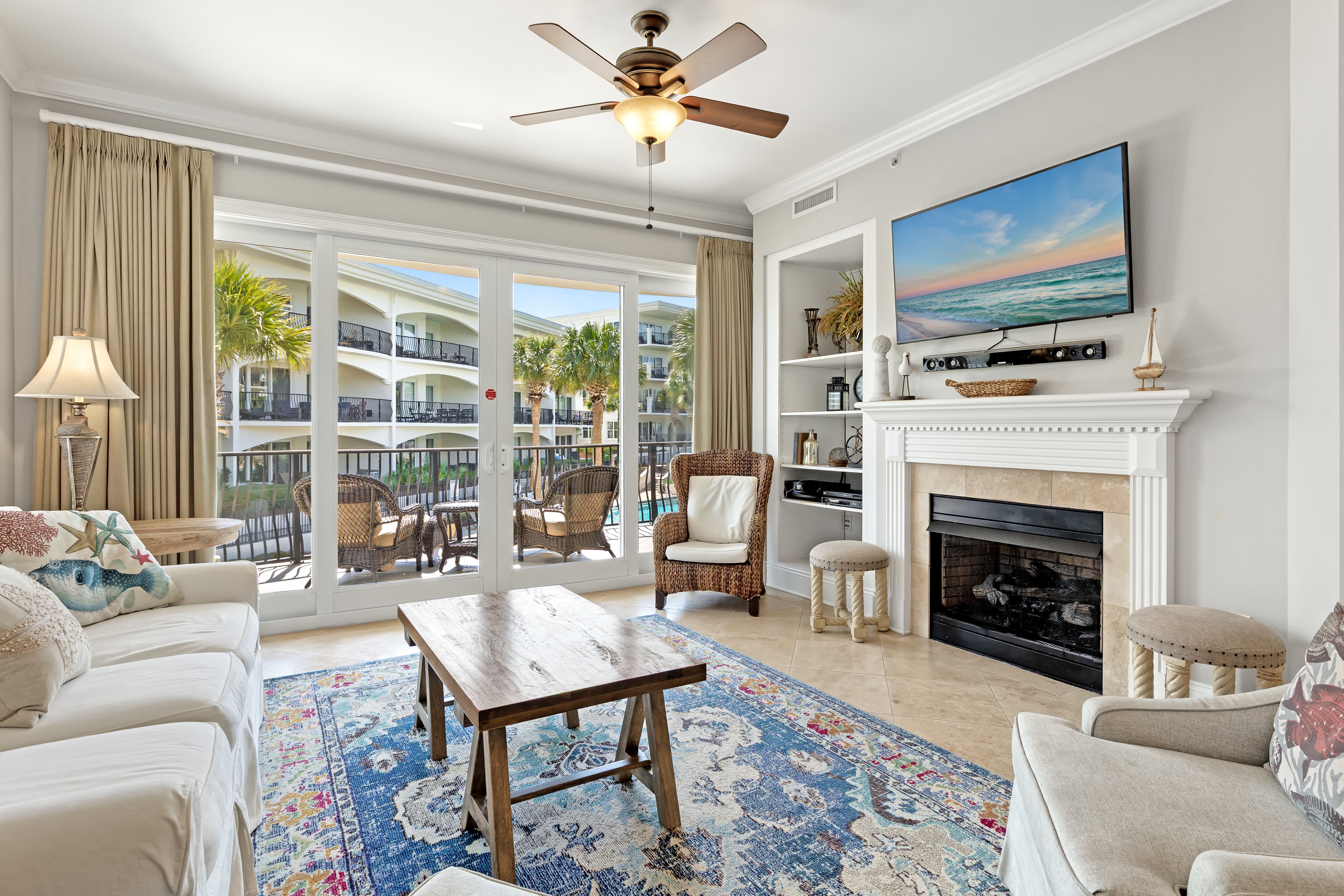 bright, airy living space with balcony access