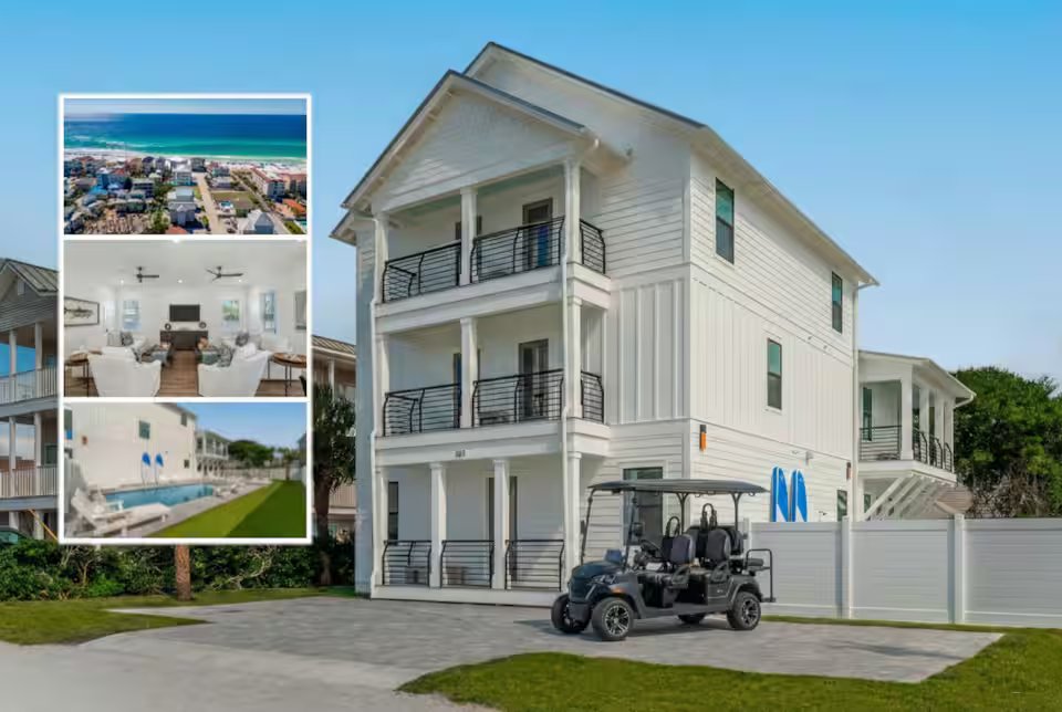 Eight bedrooms, less than one block from the beach