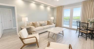 spacious living room!! with brand new flooring