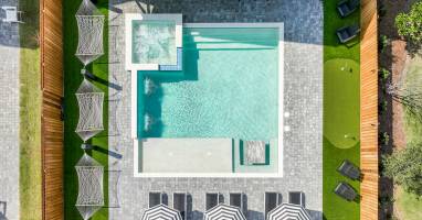 Poolside Hammocks, luxury lounges & umbrellas, poolside putting green