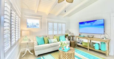 Family Room with Sleeper Sofa and BIG Samsung TV
