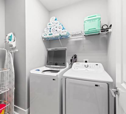 [Laundry] Washer & dryer located onsite with essentials provided.