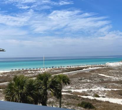 Wide westerly gulf view from wraparound deck. This is the view from the bedswing on the upper deck! Ahhhh!