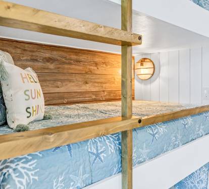 Bunks made with children in mind. Kindly, a 150 lbs weight limit. 