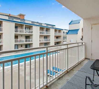 Balcony with pool view