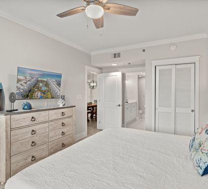 Master bedroom: king size bed and full bathroom
