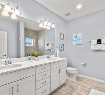 Master Bathroom with walk-in shower and double vanity