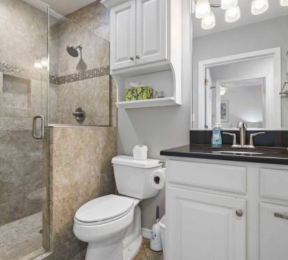 guest bathroom with walk in shower