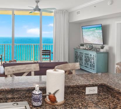 Bright and open kitchen overlooking the gulf 