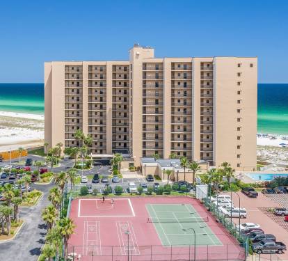 Navarre Towers and private tennis court/ pickle ball court and basketball court.
