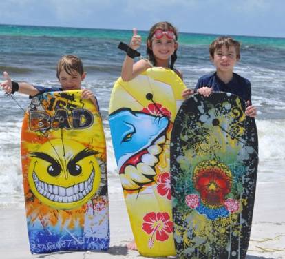 Sand, surf and boogie boards = Thumbs UP!