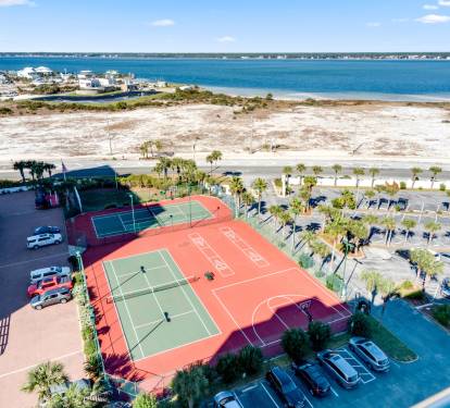 Another view of the Pickle ball and basketball courts