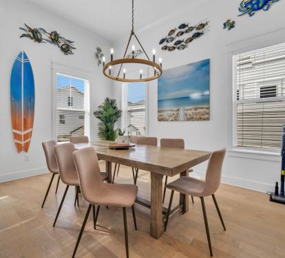 8 seat dining table and high chair