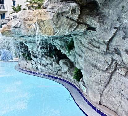 Waterfall in zero Entry pool to play in!