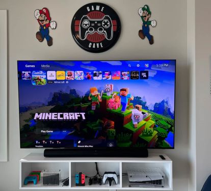 Game Room TV and controllers