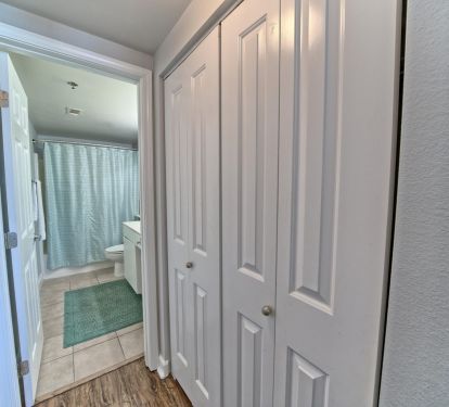 Plenty of closet space on the way to master bath!