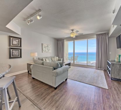 Den with modern decor and killer ocean view!