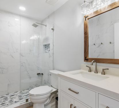 Guest shared bathroom with walk-in shower