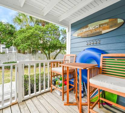 This bistro table and chairs provide the perfect spot to relax, take in the  peak-a-boo views of the Gulf. Use the Beach/pool toys for your enjoyment. Perfect for a romantic evening or relaxing afternoon, this setup is sure to create lasting memories.