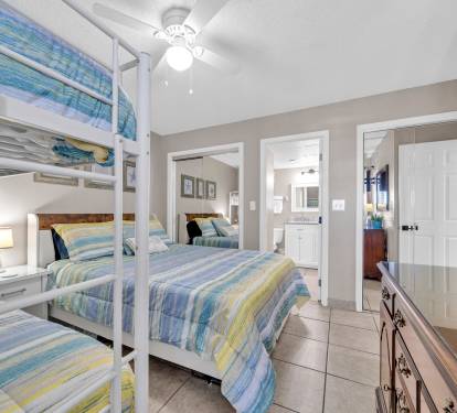 Closet, bathroom access and beach supply closet in bedroom 2