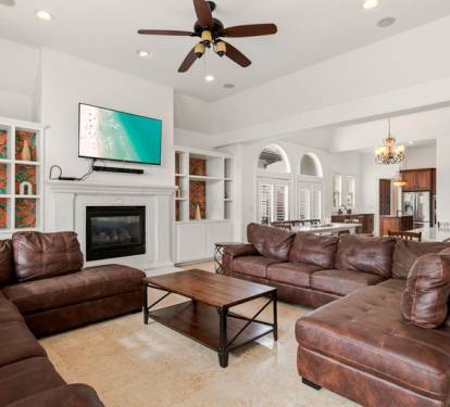Spacious living room featuring a 70" Smart TV