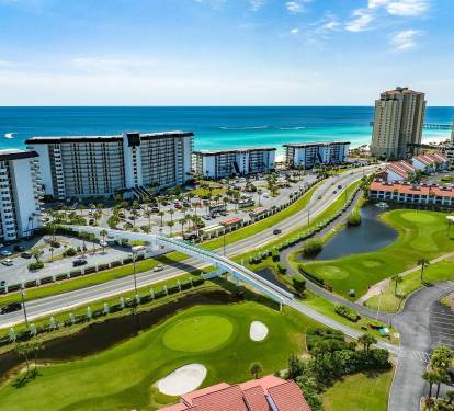 Bridge from Tower 2 to golf course/convention center/exercise facilities