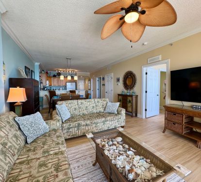 Large comfy living area, with queen sleeper. Large smart TV.