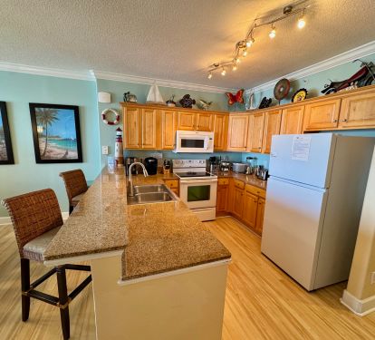 Your kitchen is completely outfitted with most everything one could want.