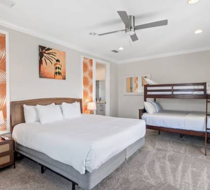 Bedroom 5 — king bed with twin bunks